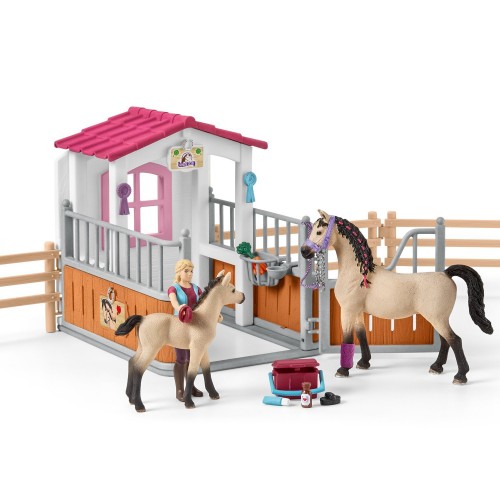 Box Cavalli Arabi e Addetta Cura Animali Schleich 42369 - Giochi e  giocattoli